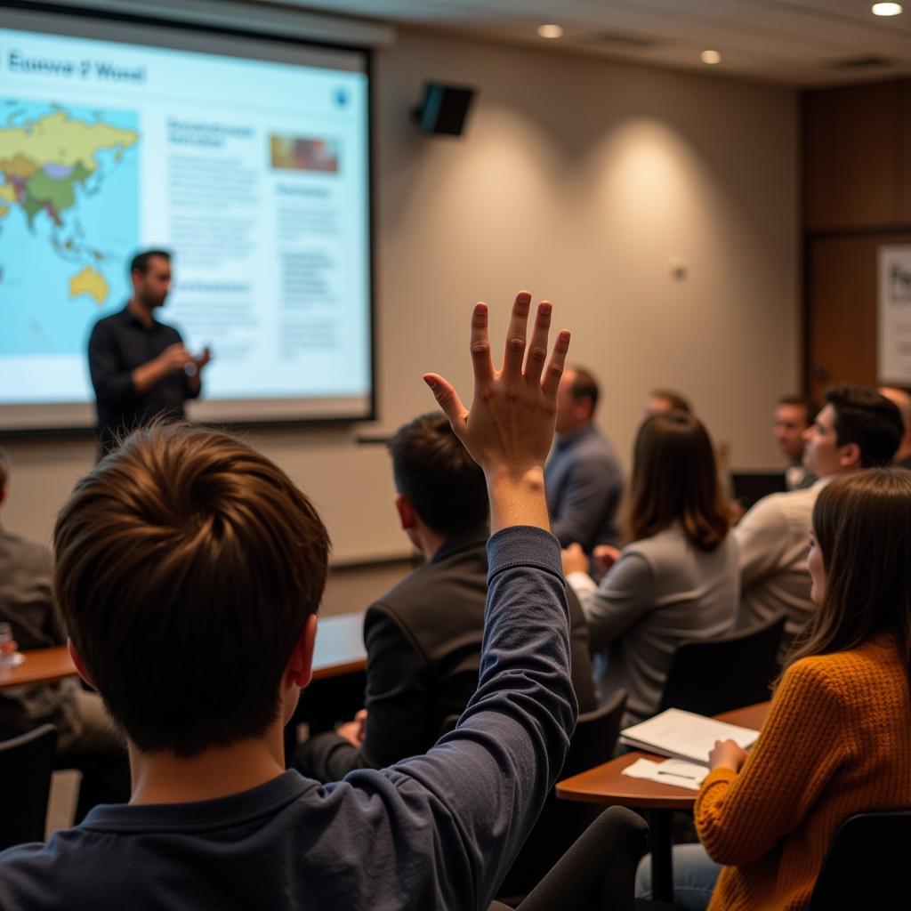 Q&A session after an English presentation on environmental protection