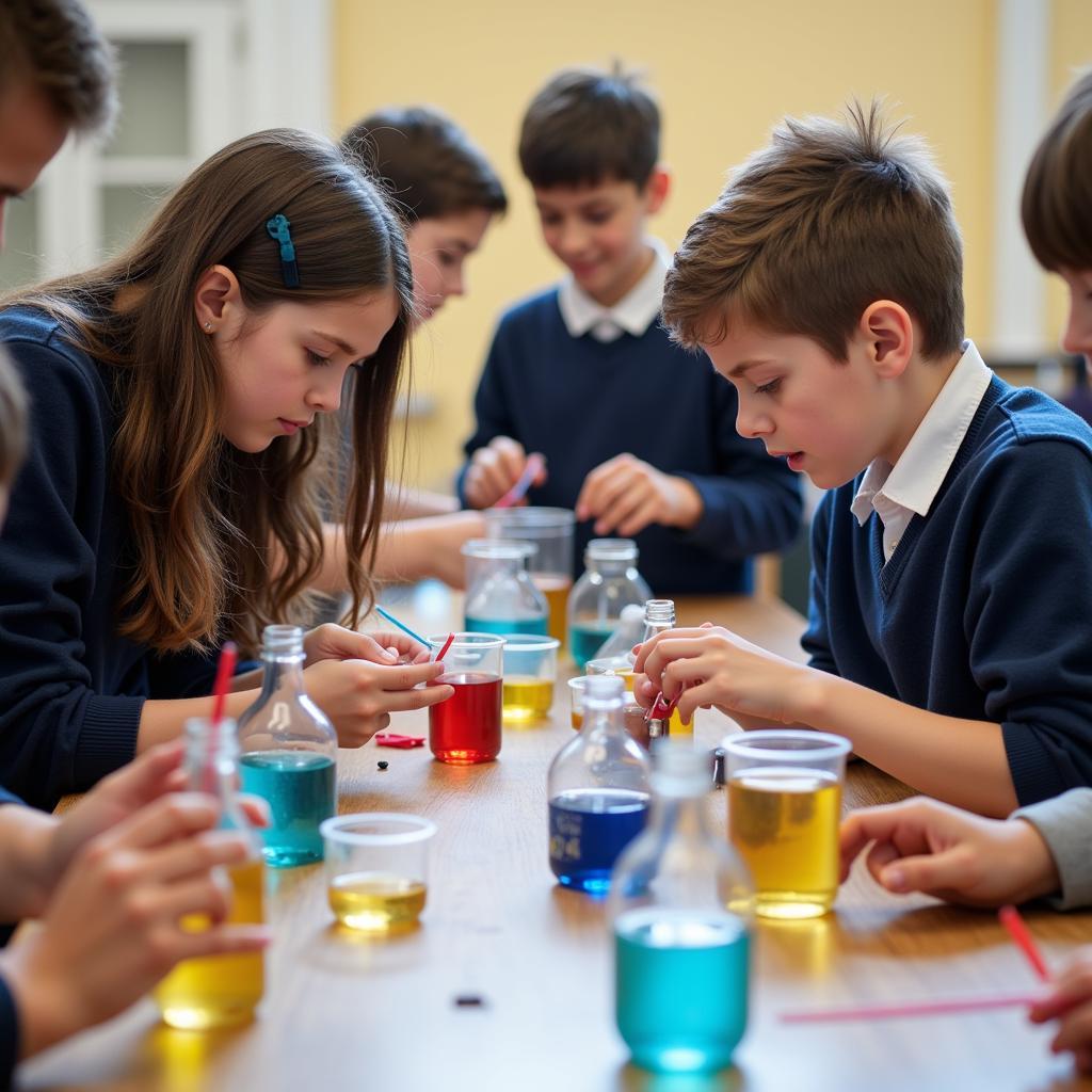 Students engaged in a science experiment