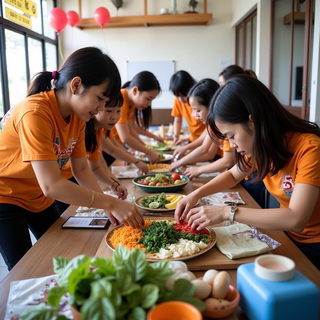 Alumni of Thuong Tin High School participating in a charity event