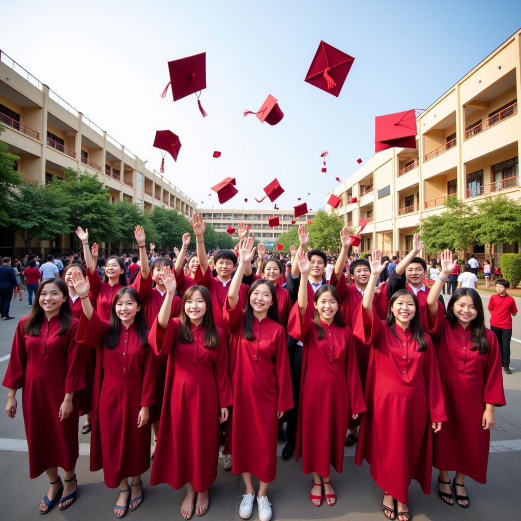 Students celebrating graduation, symbolizing their journey towards great achievements