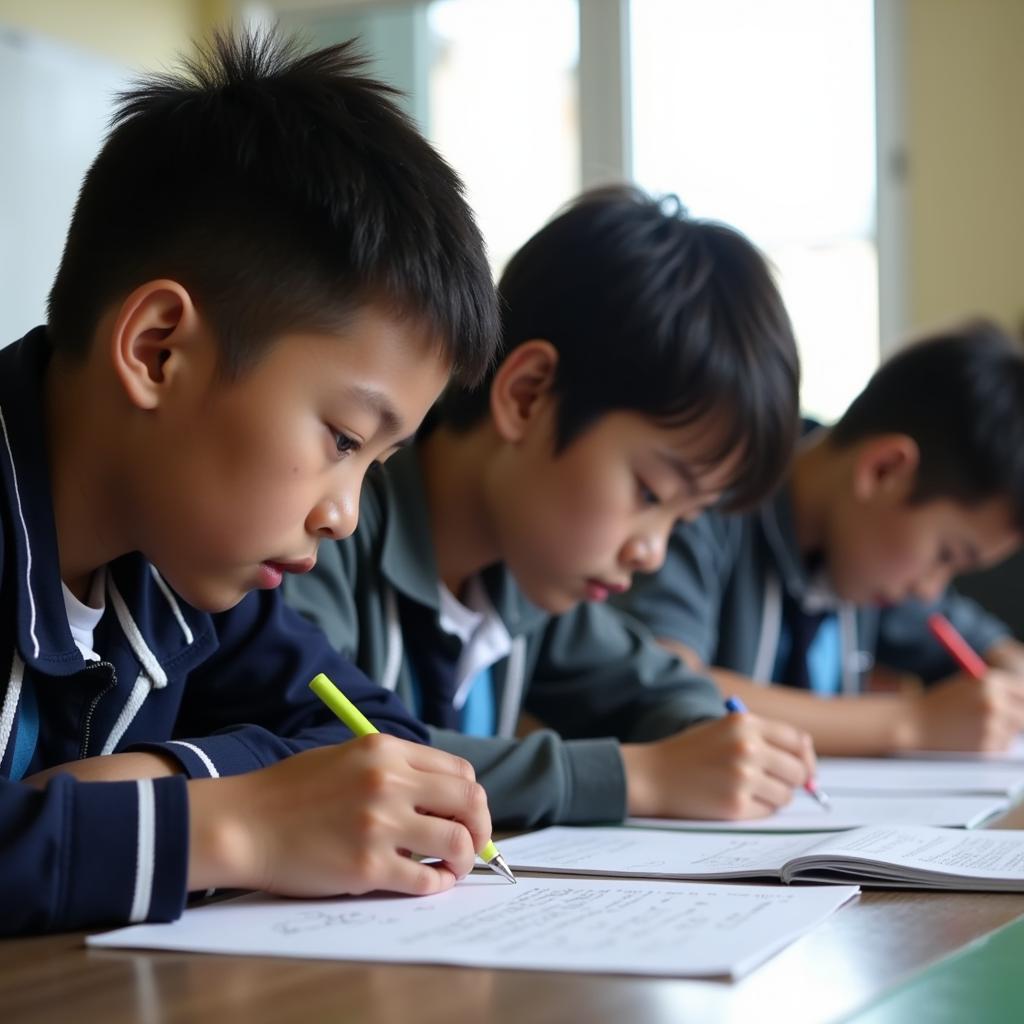 Students of Gia Dinh High School concentrating on the 2019 National High School Graduation Exam Math test