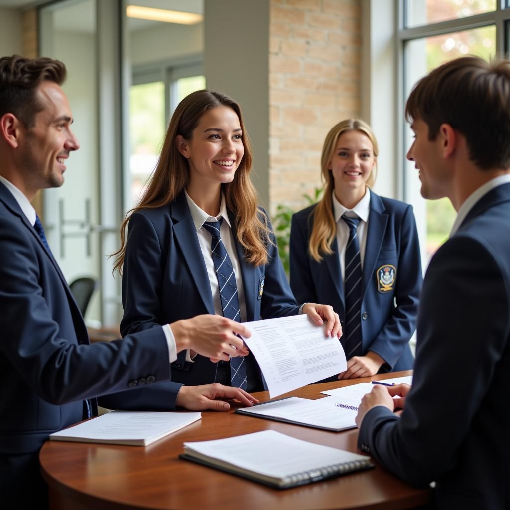 A student handing in their application