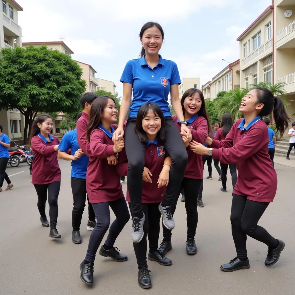 Học sinh THPT Gia Định chơi "đội vợ" trên sân trường