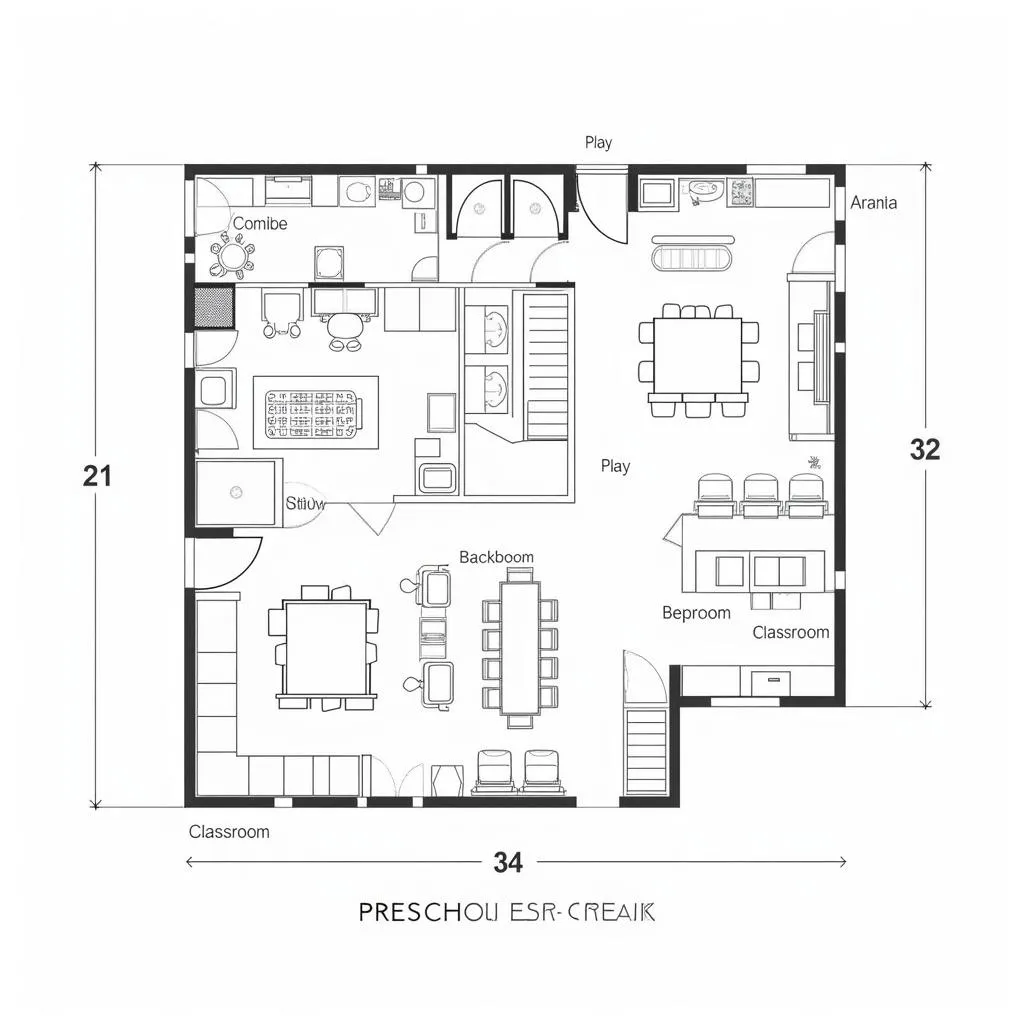 File CAD mặt bằng trường mầm non