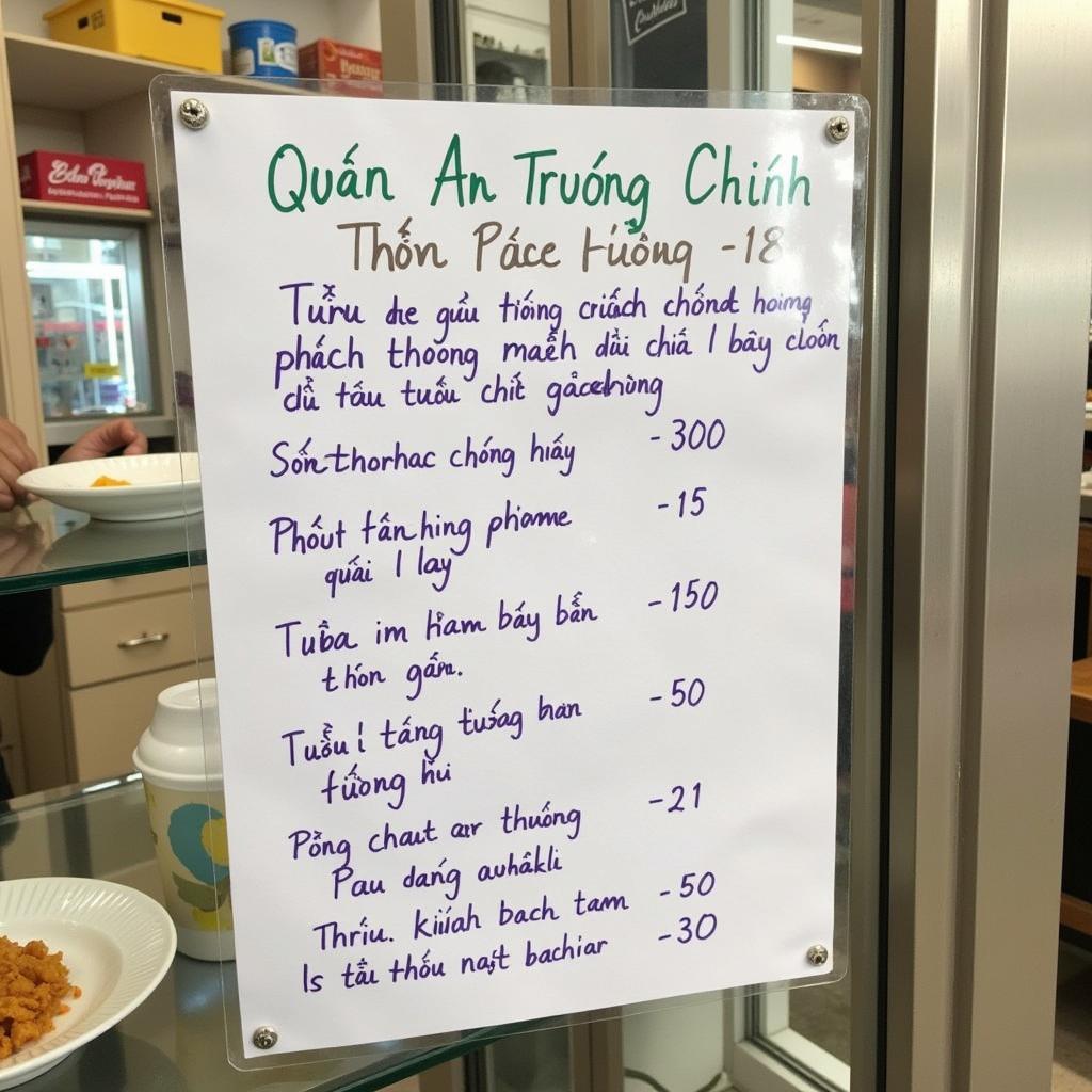 Bảng giá quán ăn Trường Chinh