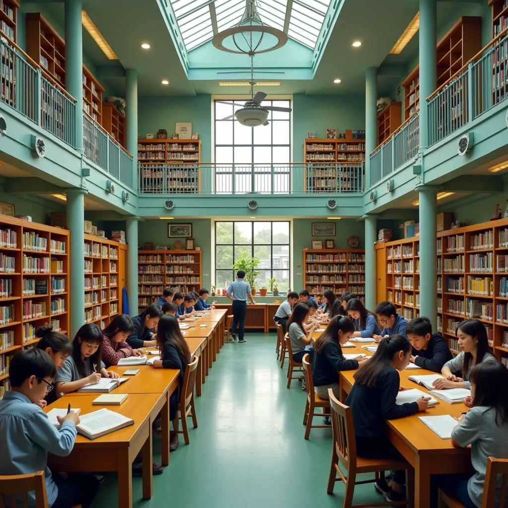 Gia Định High School Students Studying in the Library