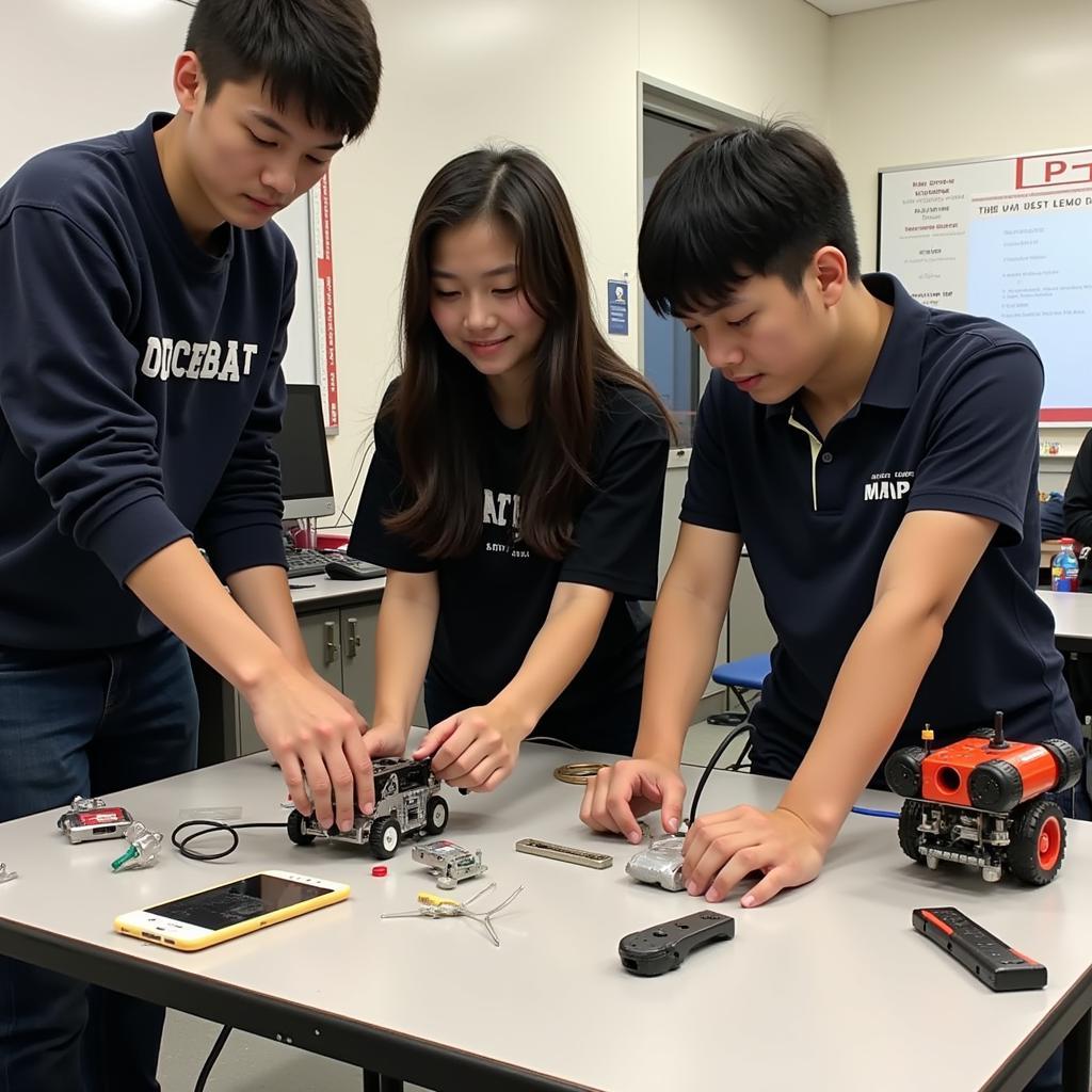 Gia Định High School Students Working on Robotics Project