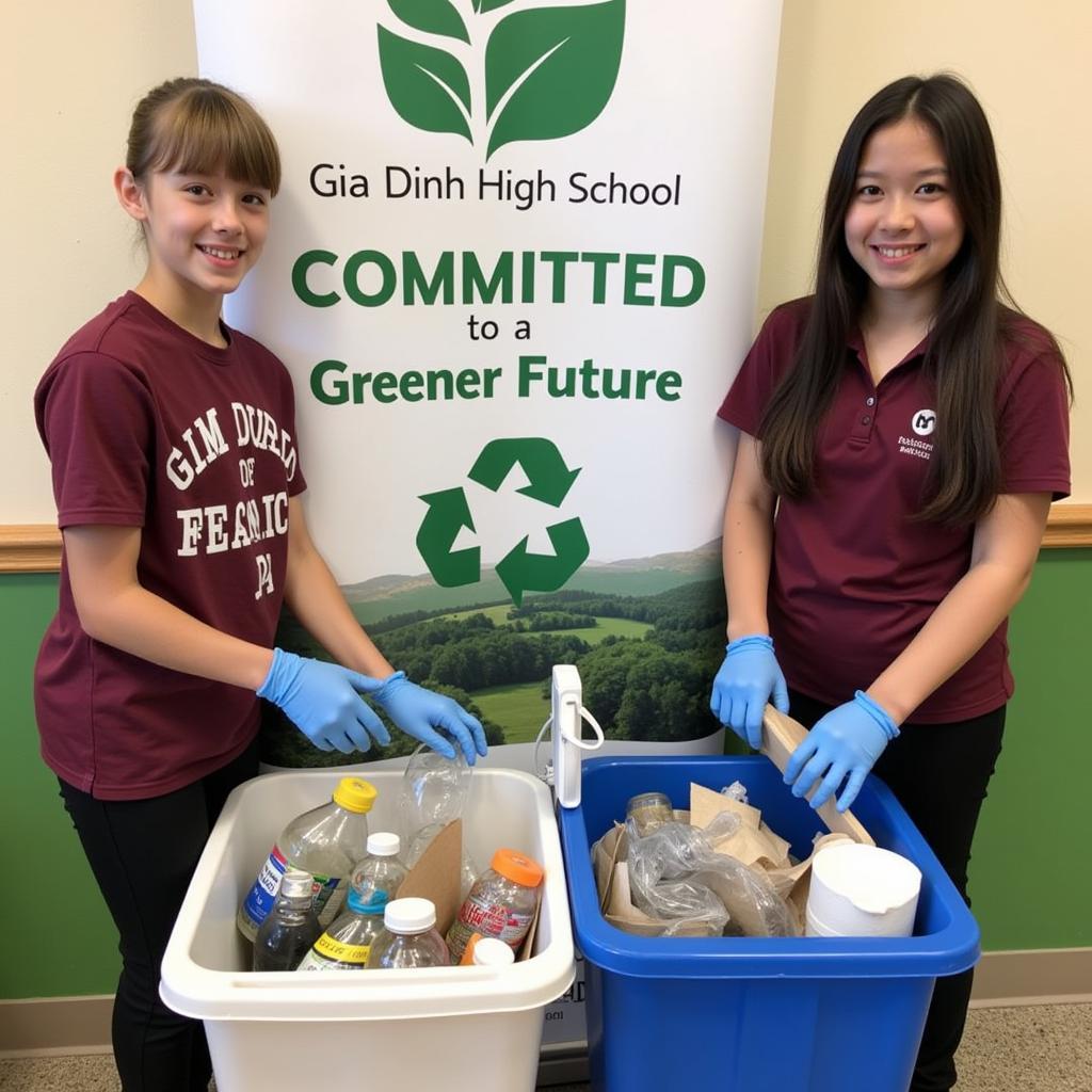 Students participating in Gia Dinh High School's recycling program