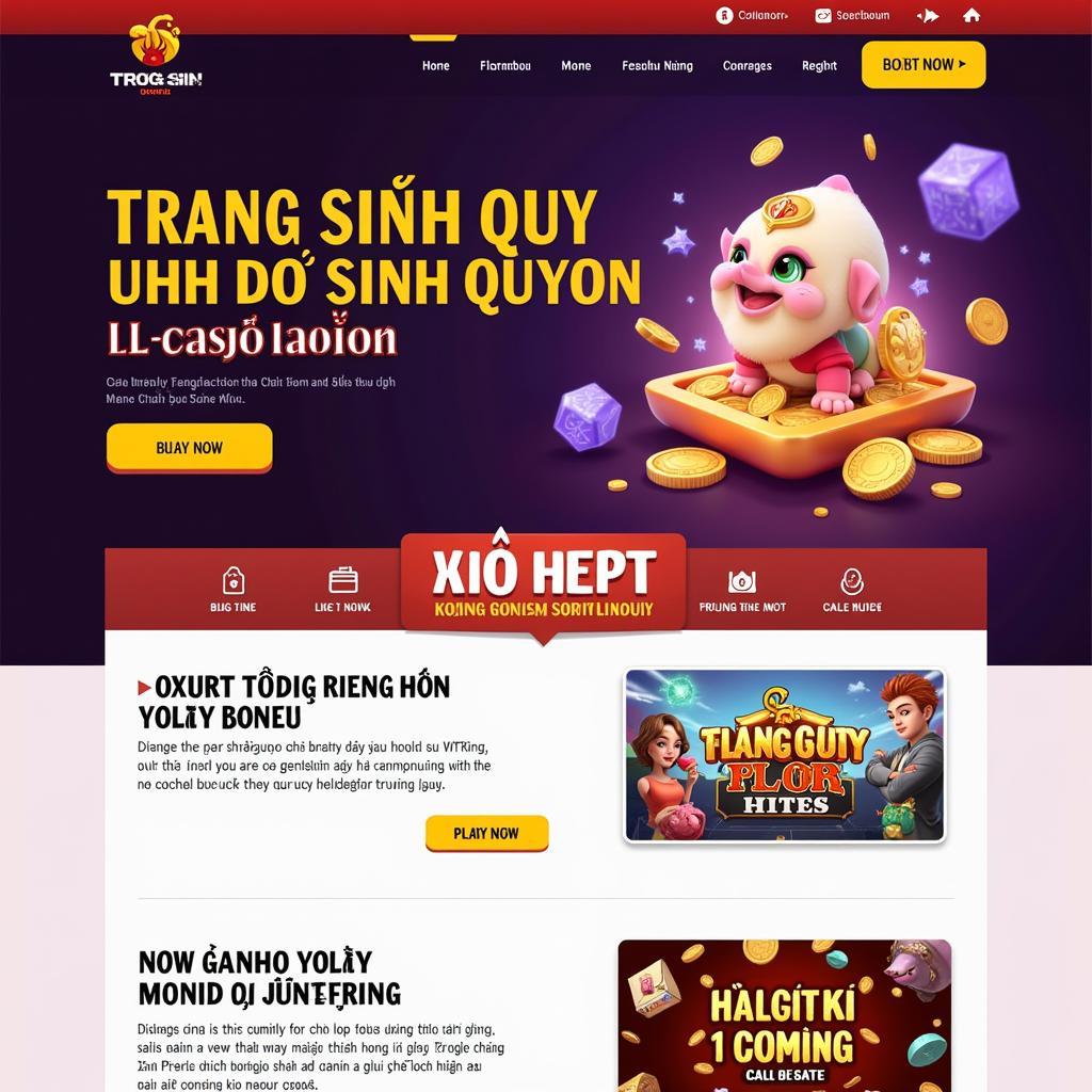 Giao diện trang chủ game Trường Sinh Quyết được thiết kế đẹp mắt, trực quan, dễ dàng điều hướng, cung cấp đầy đủ thông tin cho người chơi.