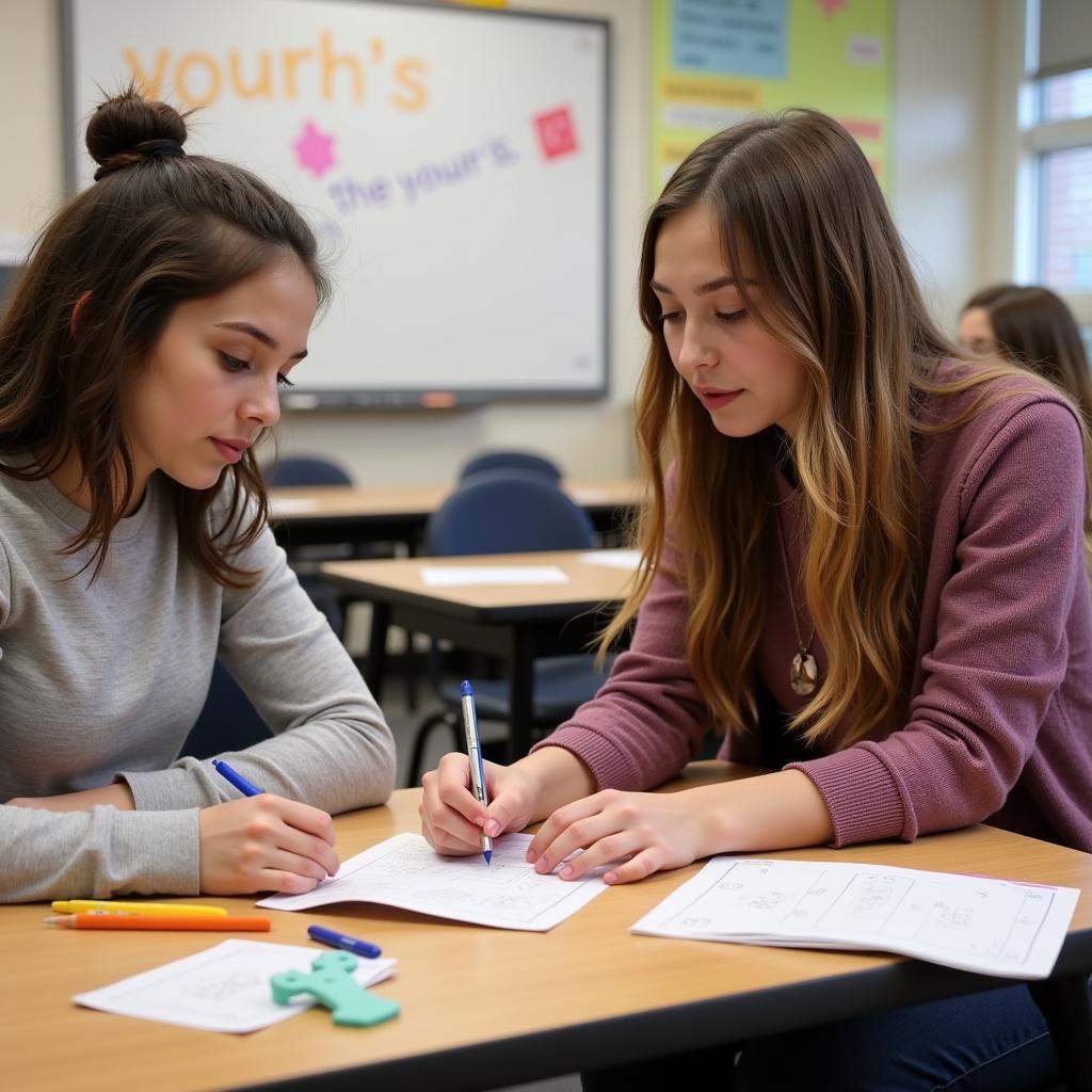 Teachers teaching students with disabilities