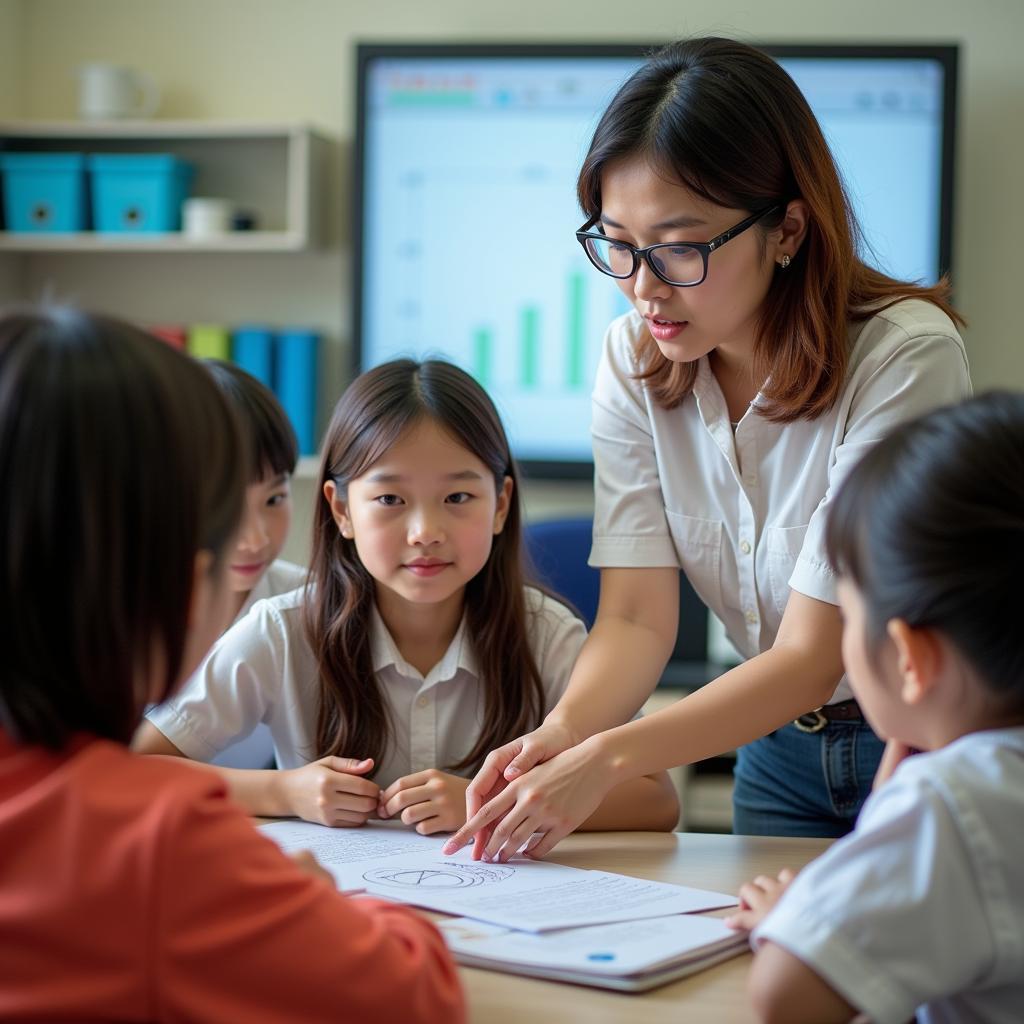 Teachers at THPT Gia Định providing guidance to students