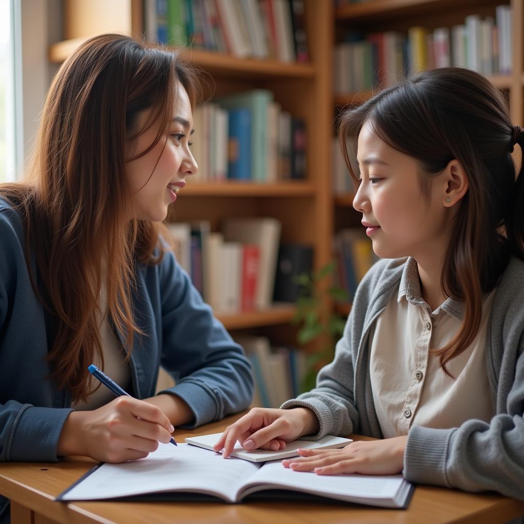 Teachers and students interacting