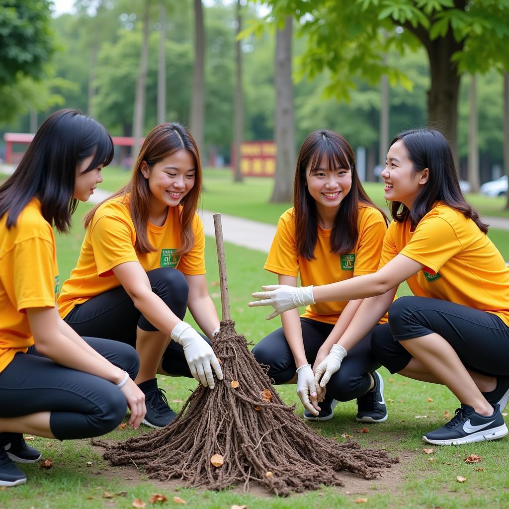 Giáo viên và học sinh THPT Gia Định trong một hoạt động ngoại khóa