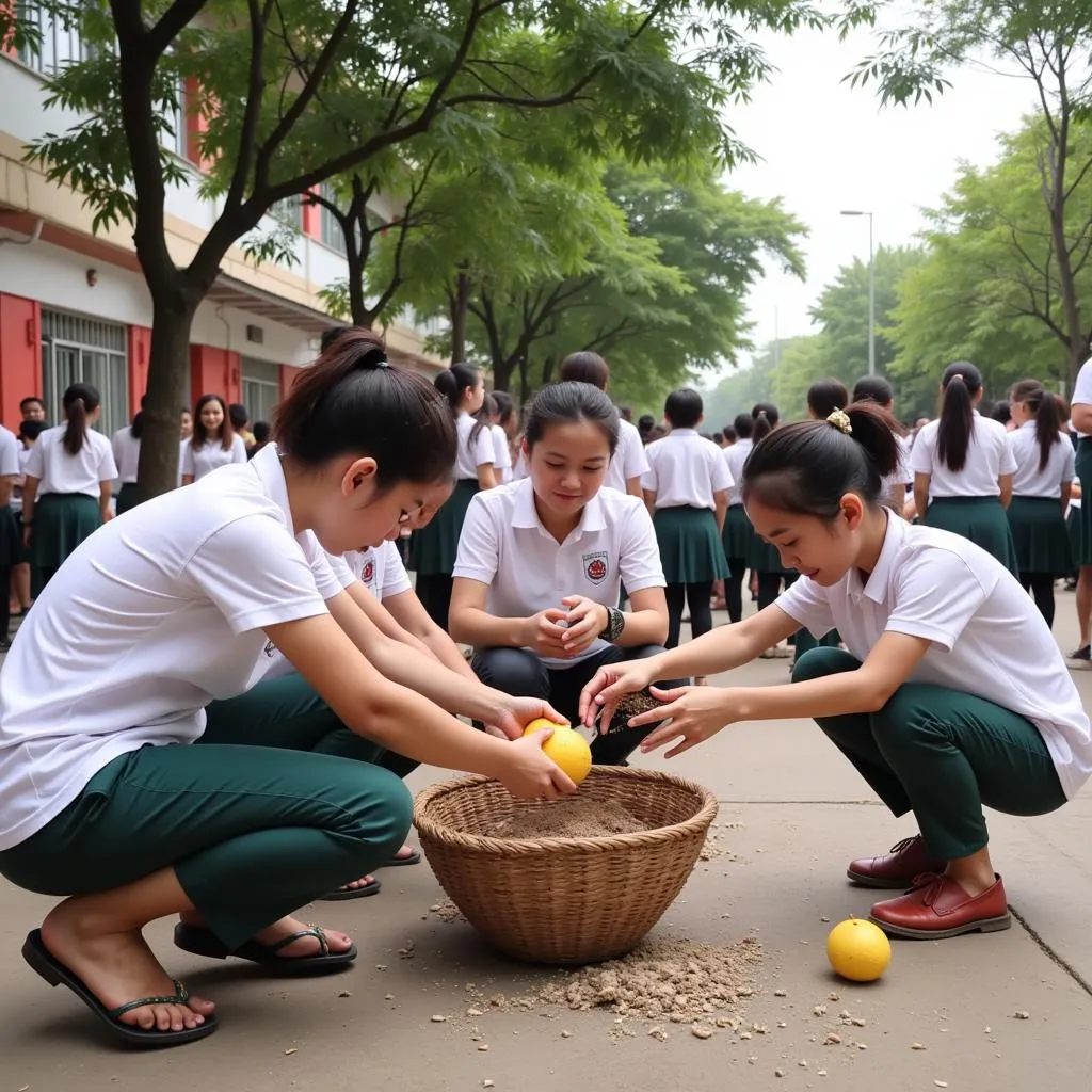 Giáo viên và học sinh THPT Nguyễn Thị Minh Khai tham gia hoạt động từ thiện