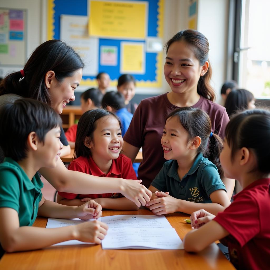 Teachers and students of 506 Truong Chinh school