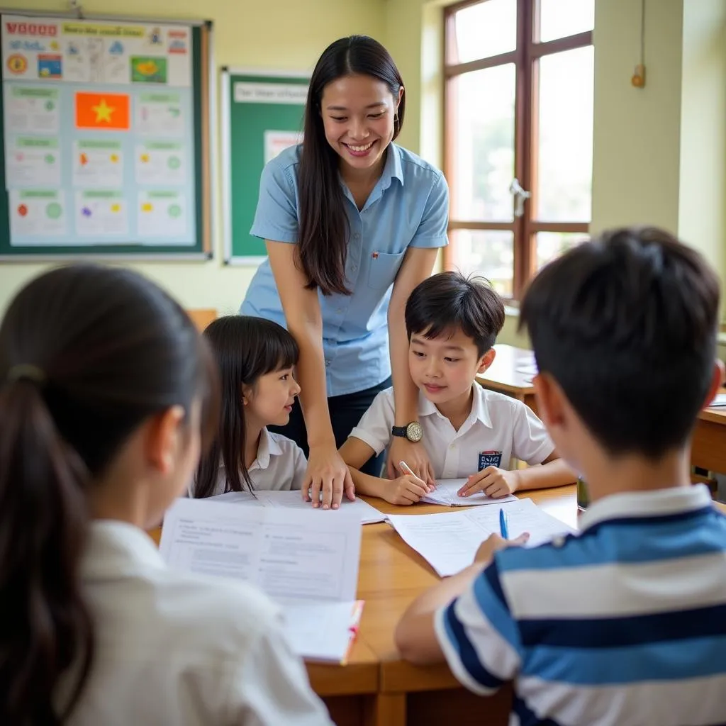 Giáo viên và học sinh trường THPT Liên Chiểu trong lớp học