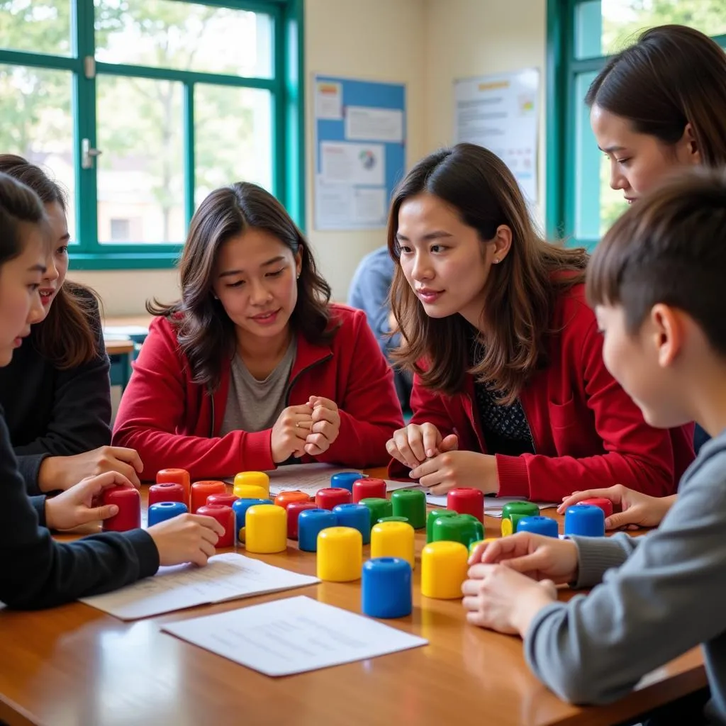 Teachers and students of Van Tao High School participate in extracurricular activities