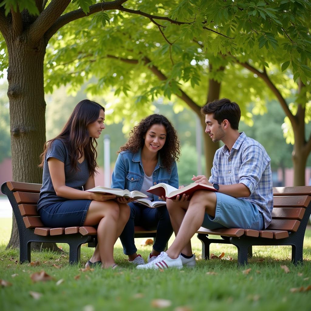 Outdoor study corner at Gia Dinh High School