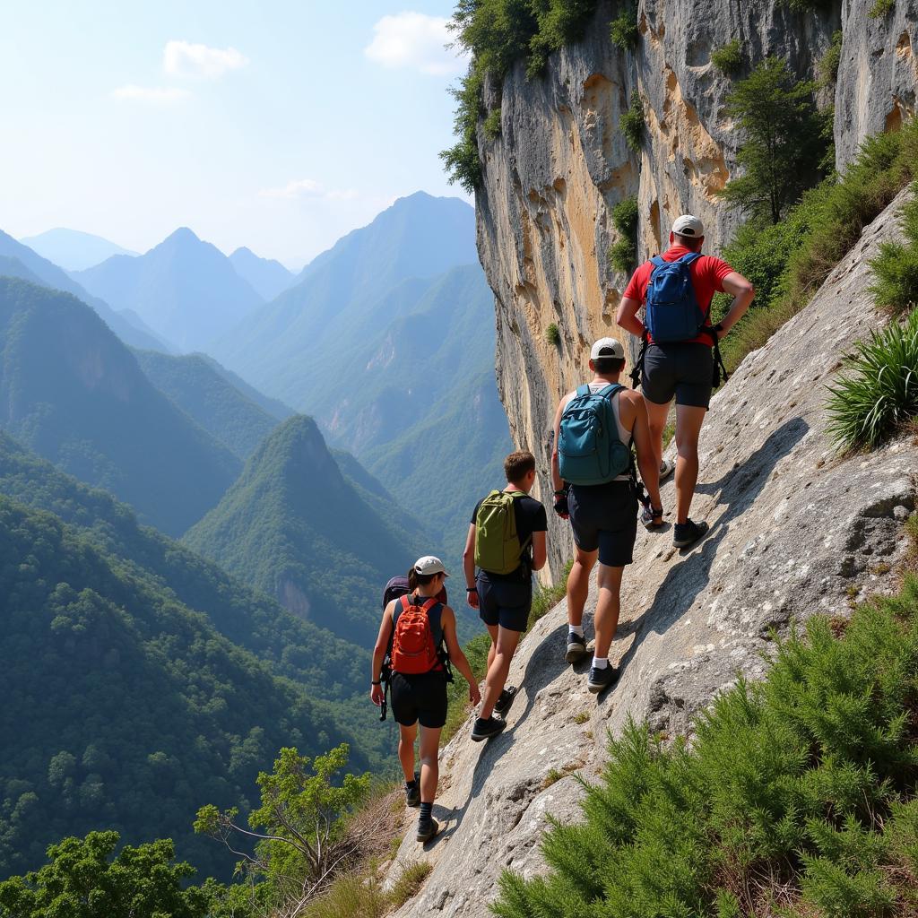 Adventurous rock climbing activities in the Truong Son mountains