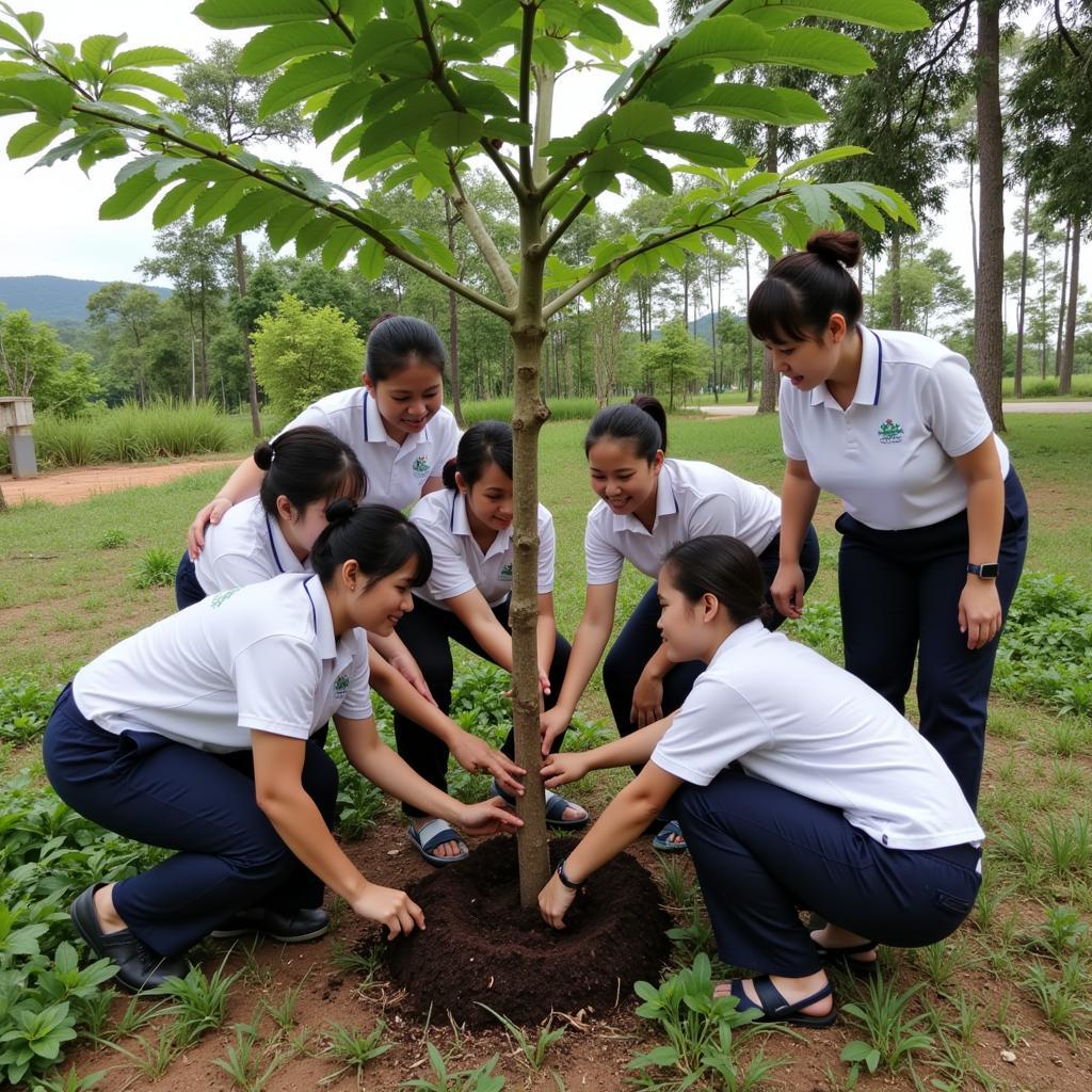 Hoạt động trồng cây tại THPT Gia Định