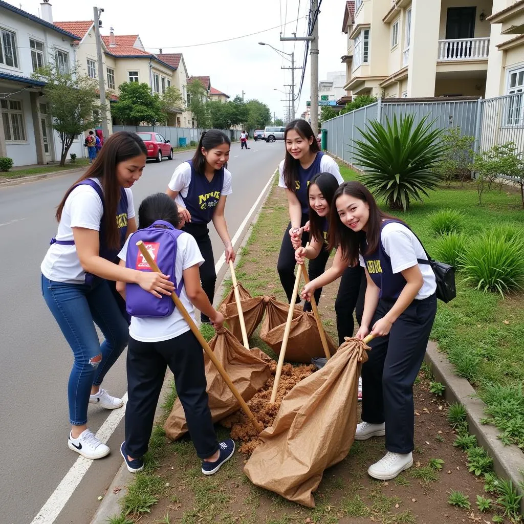 Học sinh THPT Gia Định tham gia hoạt động vệ sinh công cộng