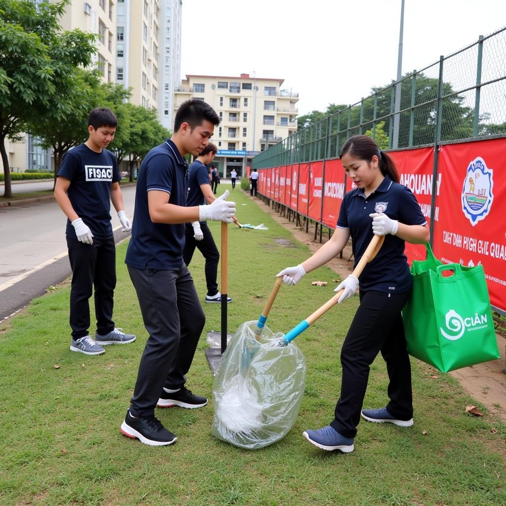 Học sinh THPT Gia Định tham gia dọn vệ sinh trường lớp