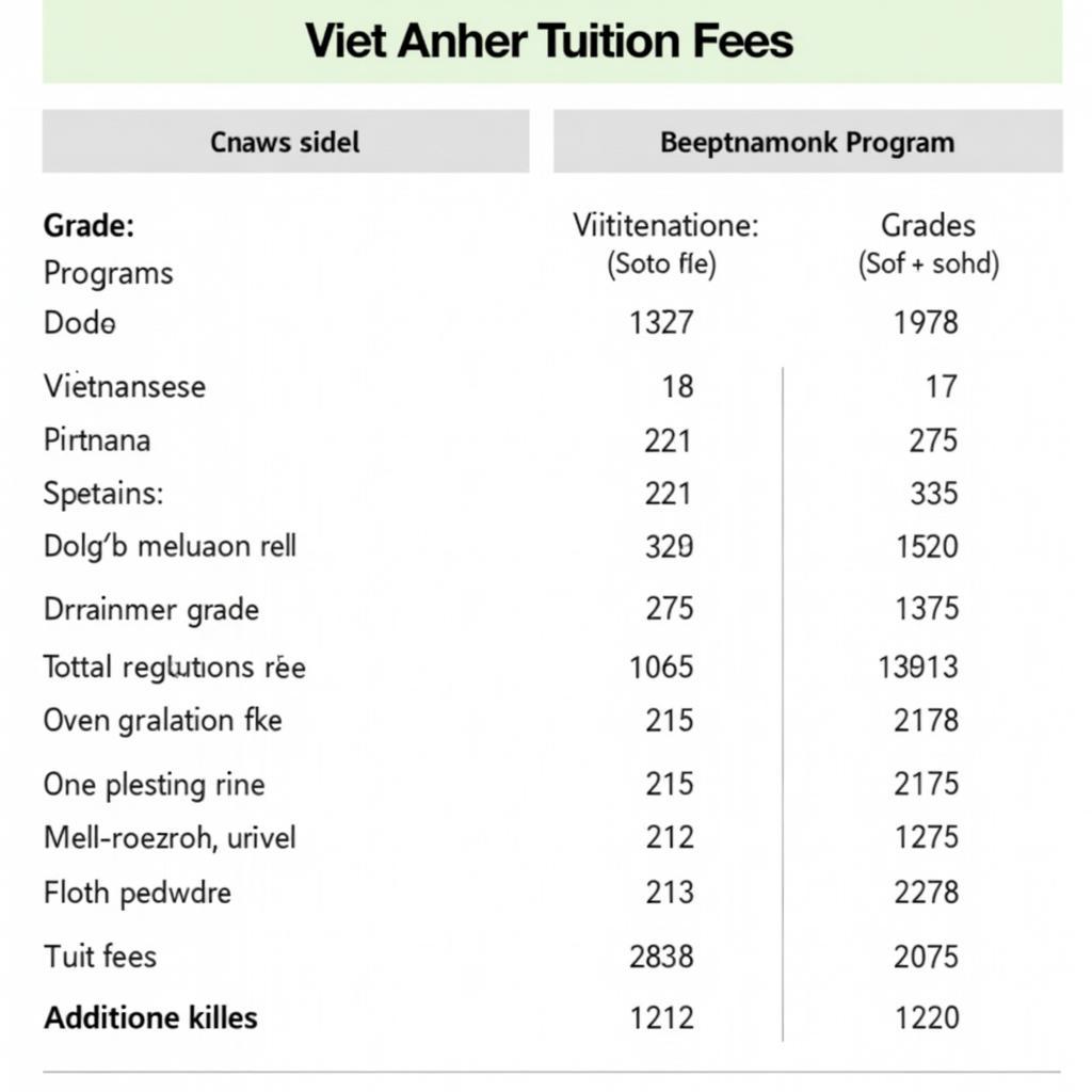 Học phí trường Việt Anh Bình Dương