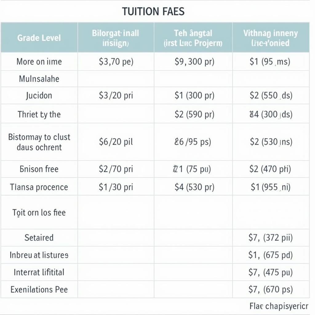 Tuition fees of Viet Thanh school