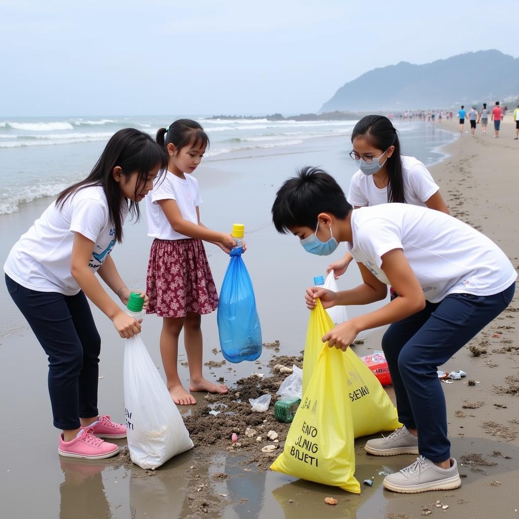 Học sinh THPT Gia Định tham gia dọn dẹp vệ sinh biển