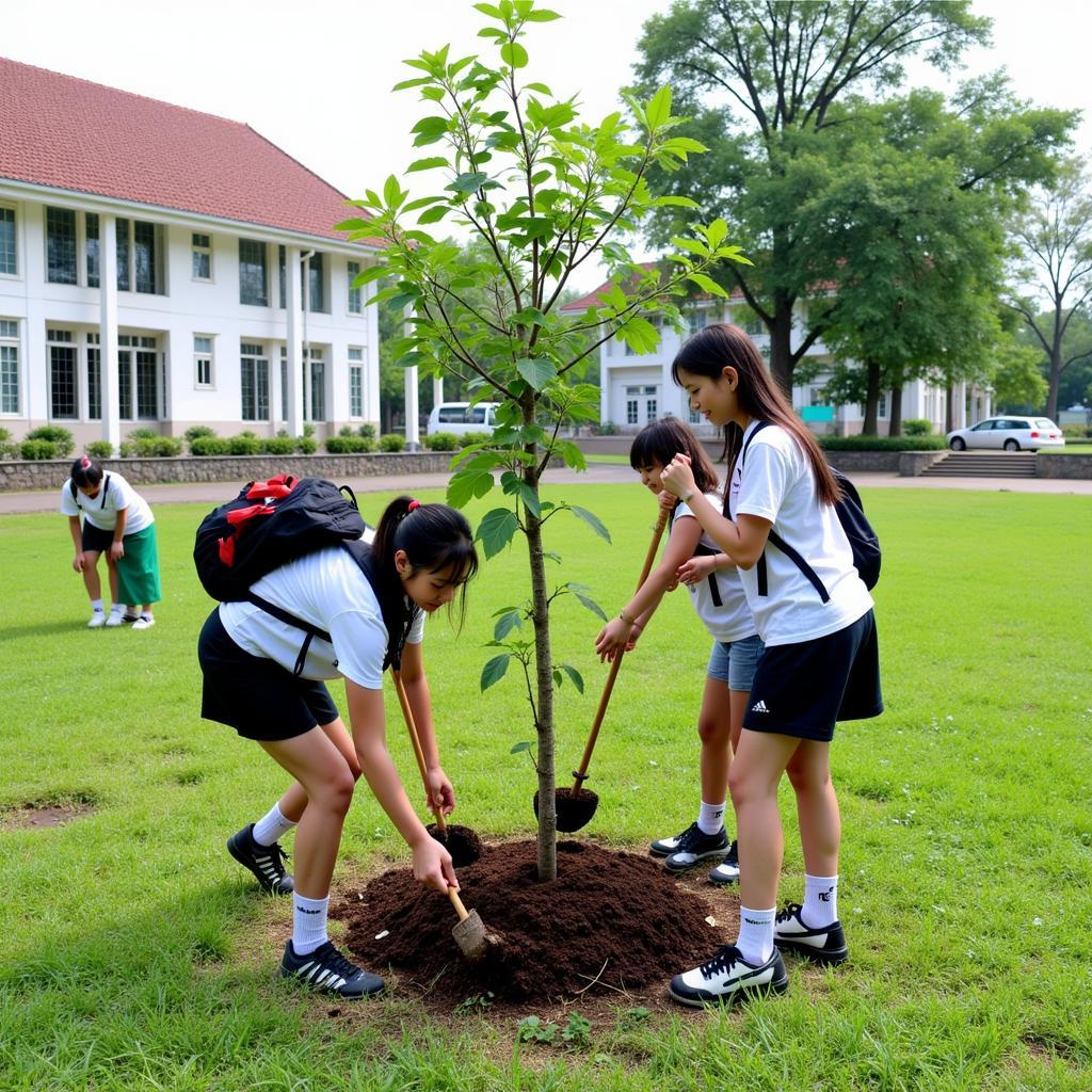 Học sinh Gia Định tham gia hoạt động trồng cây