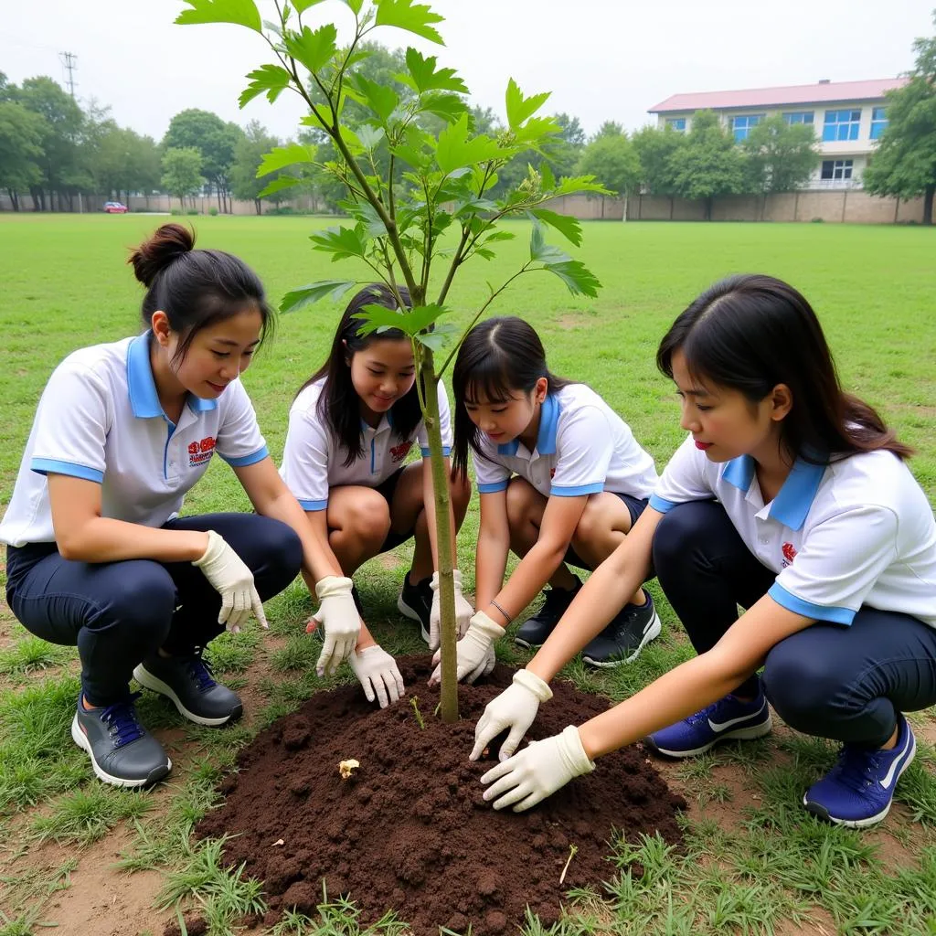 Học sinh Gia Định tham gia trồng cây xanh