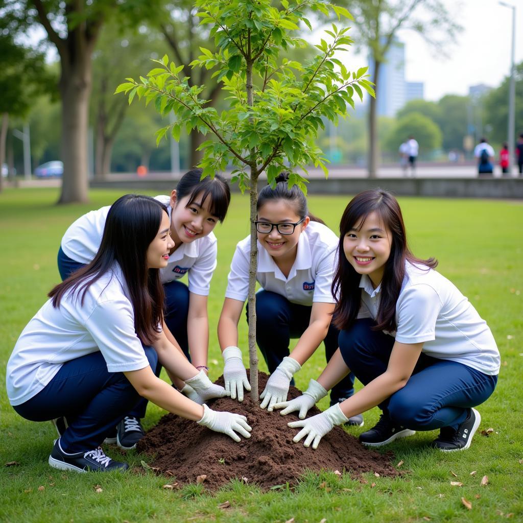 Học sinh Gia Định tham gia trồng cây xanh