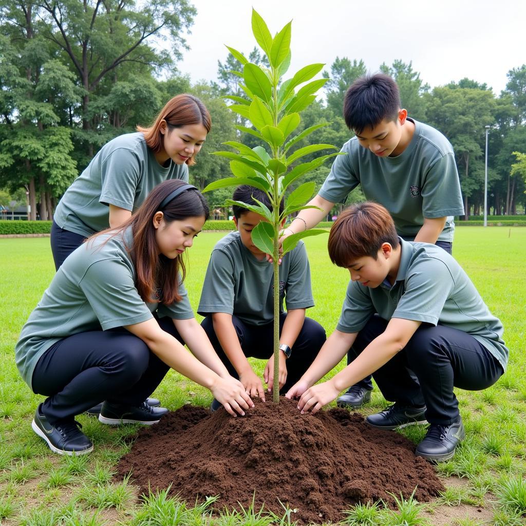 Học sinh Gia Định chung tay trồng cây xanh