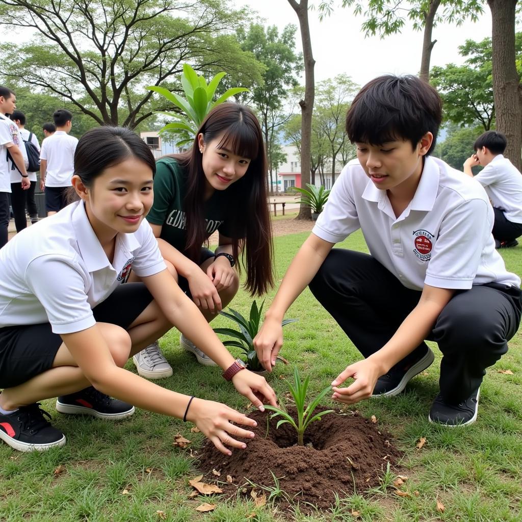 Học sinh Gia Định trồng cây xanh