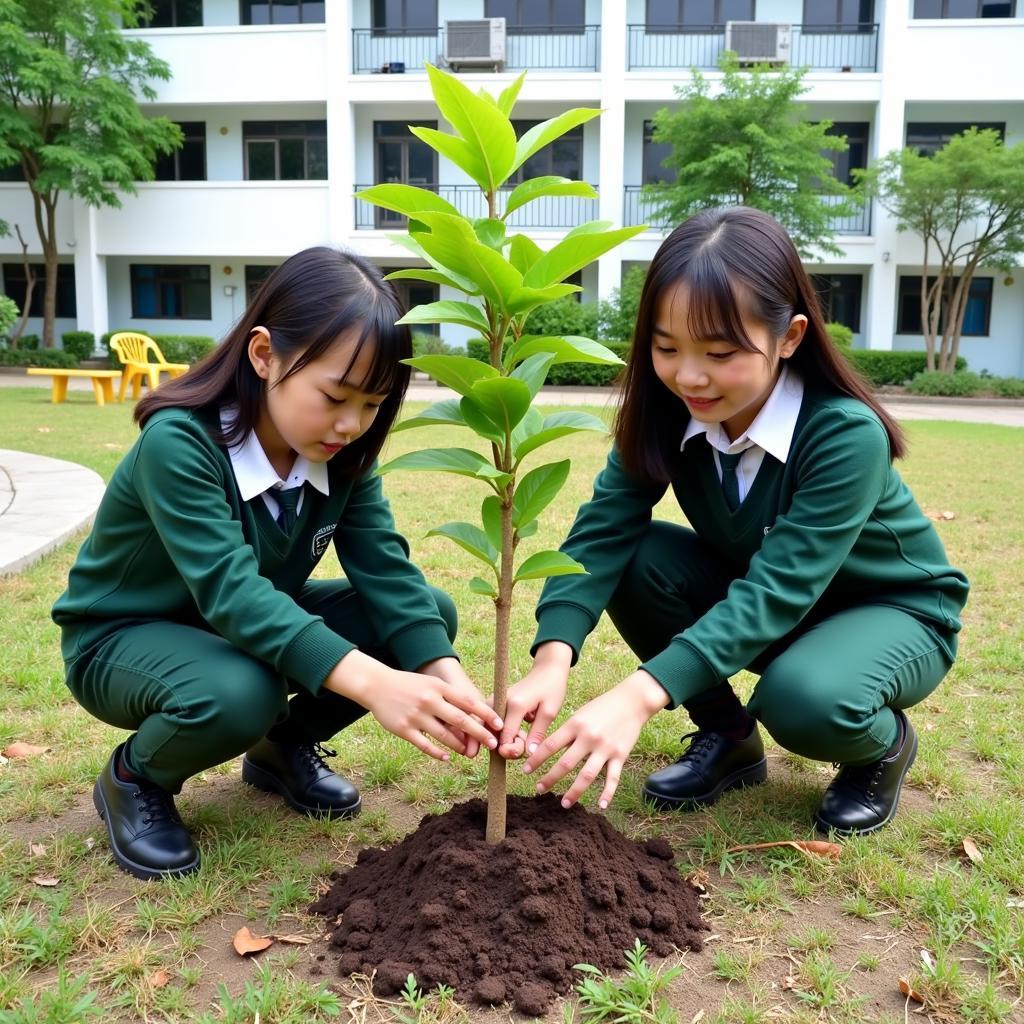 Học sinh Gia Định trồng cây