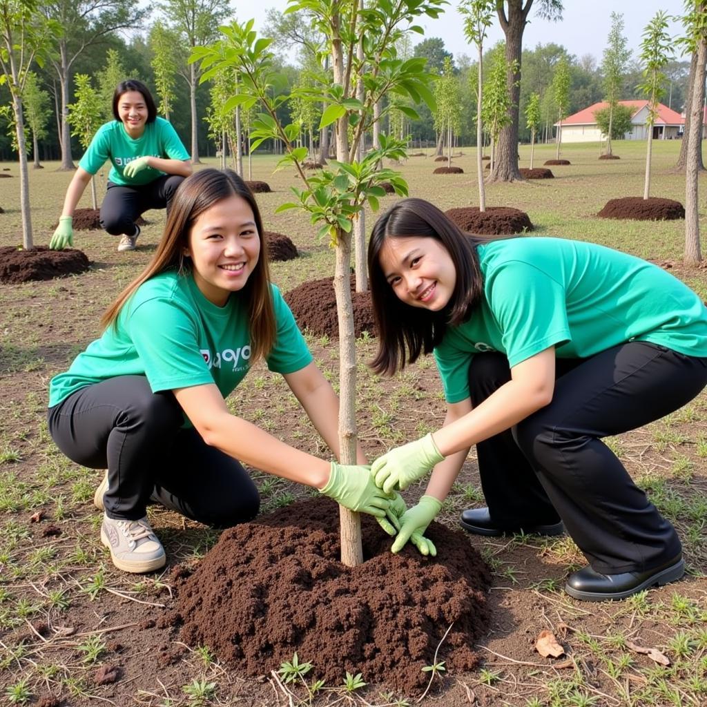 Học sinh Gia Định trồng cây