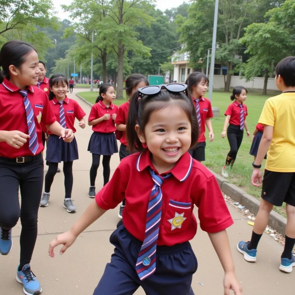 Học sinh trường Trần Đại Nghĩa hào hứng tham gia hoạt động ngoại khóa.