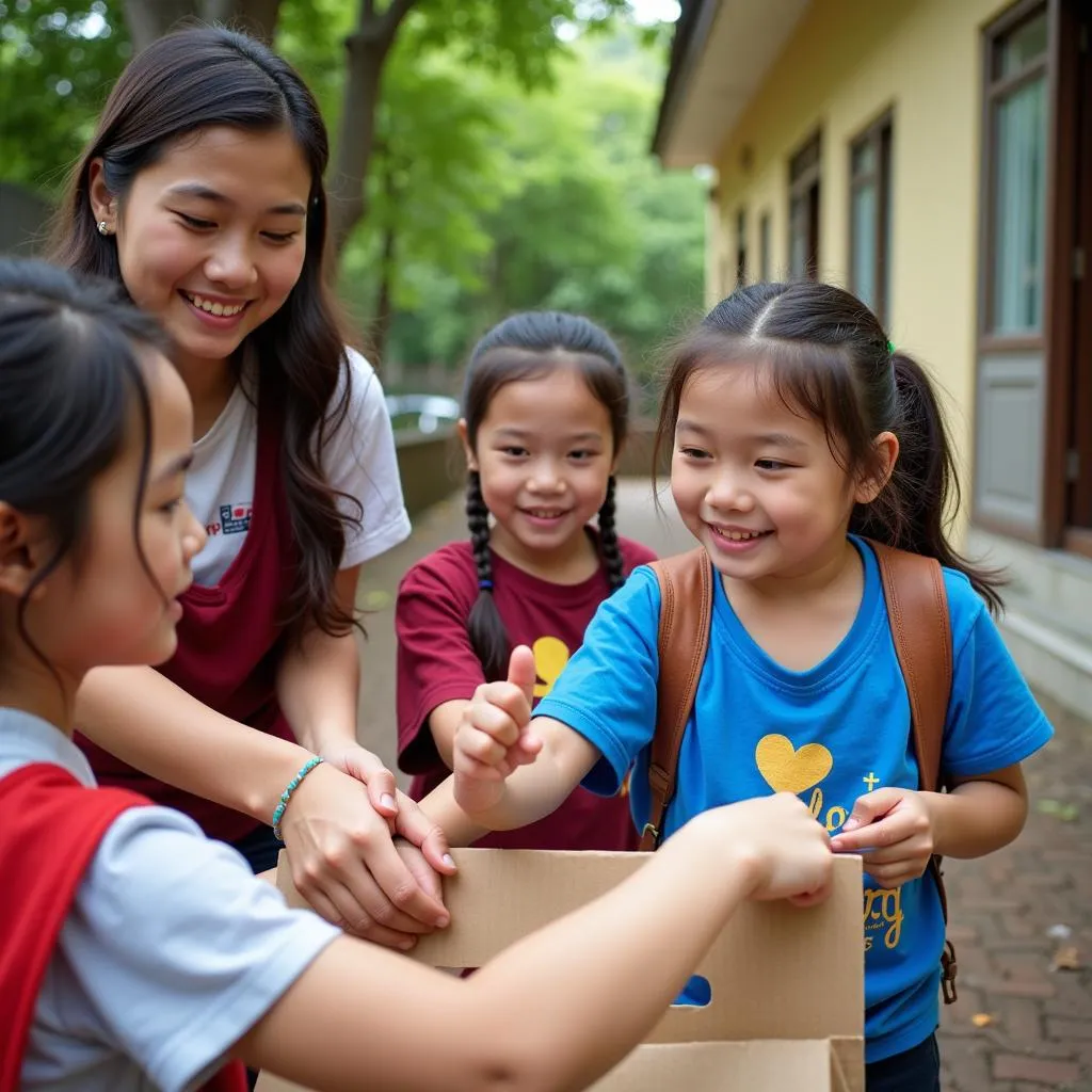 Học sinh THCS Hòa Thạch tham gia hoạt động cộng đồng