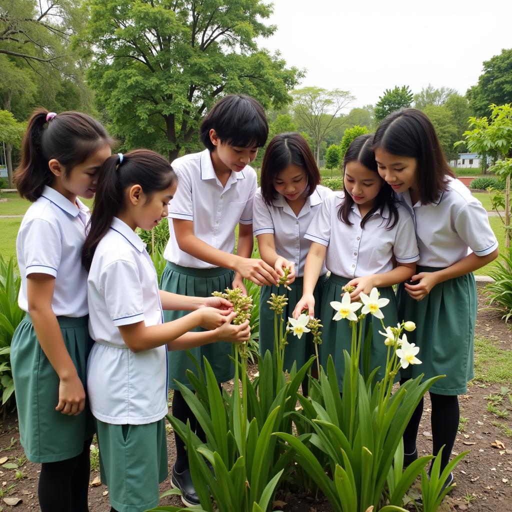 Học sinh THPT Gia Định chăm sóc Lan Dendro