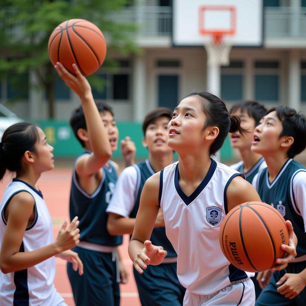 Gia Dinh High School students playing sports