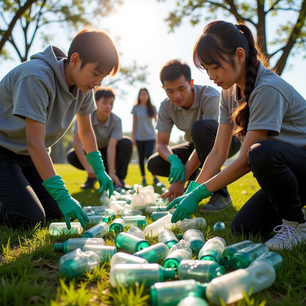 THPT Gia Định Students Cleaning Up Litter