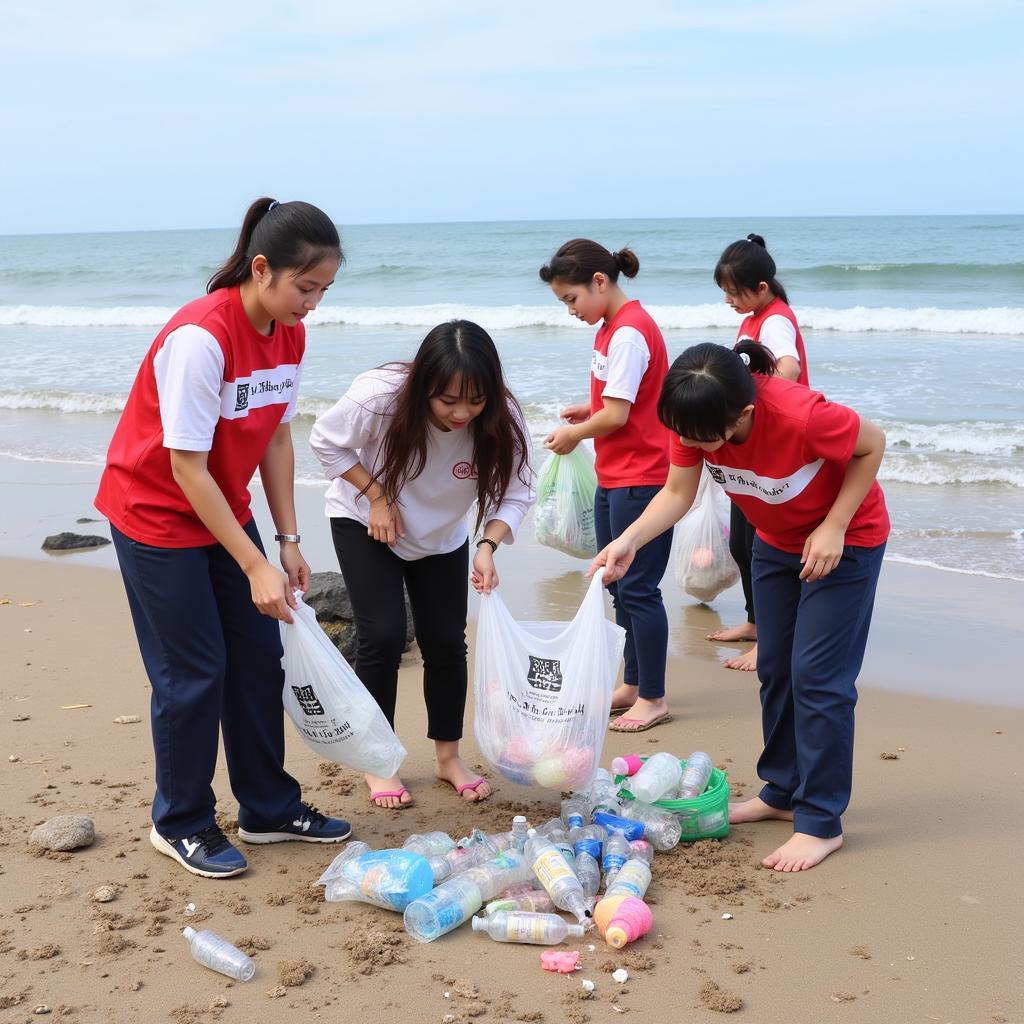 Học sinh THPT Gia Định tham gia dọn rác bãi biển