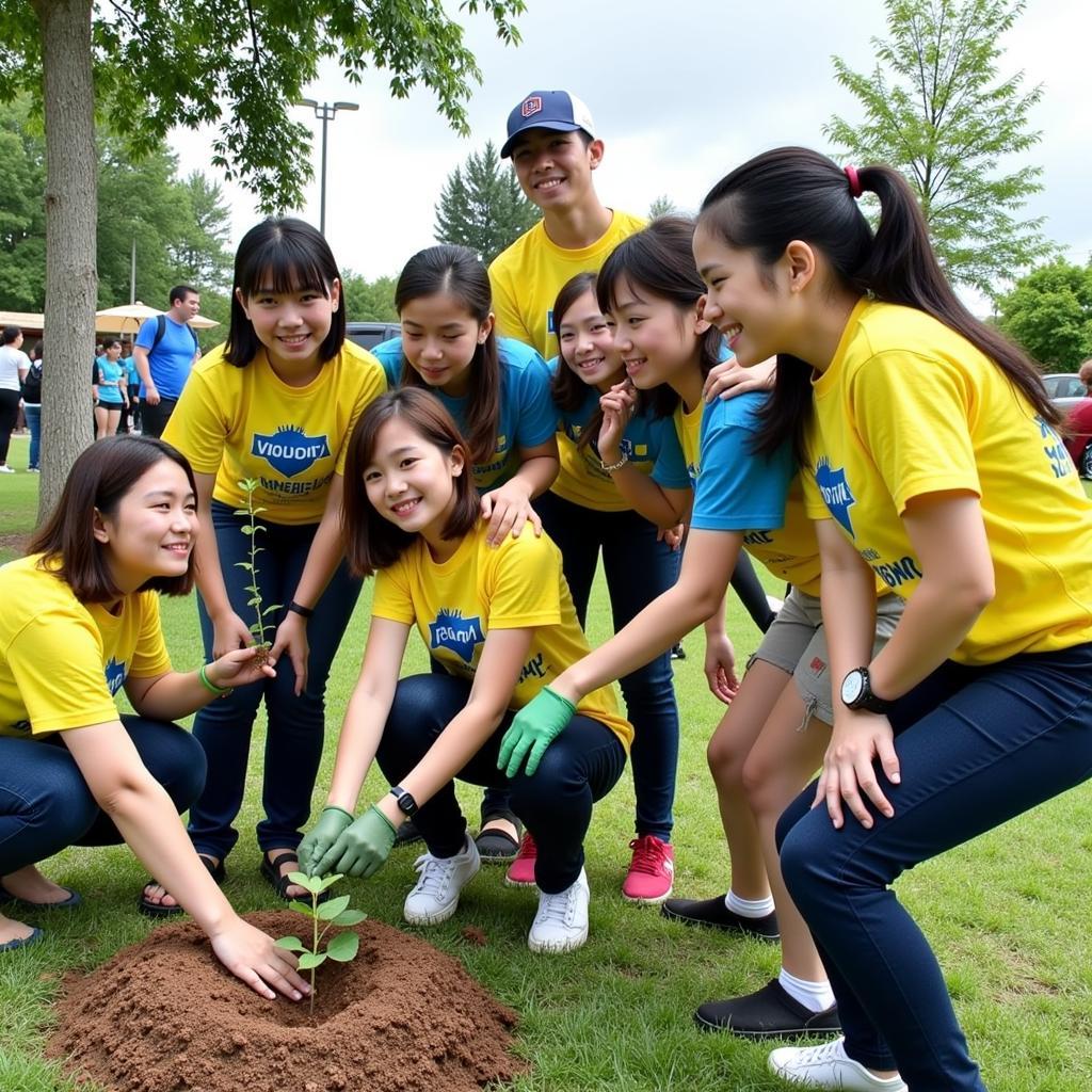 Gia Dinh high school students participating in community environmental activities