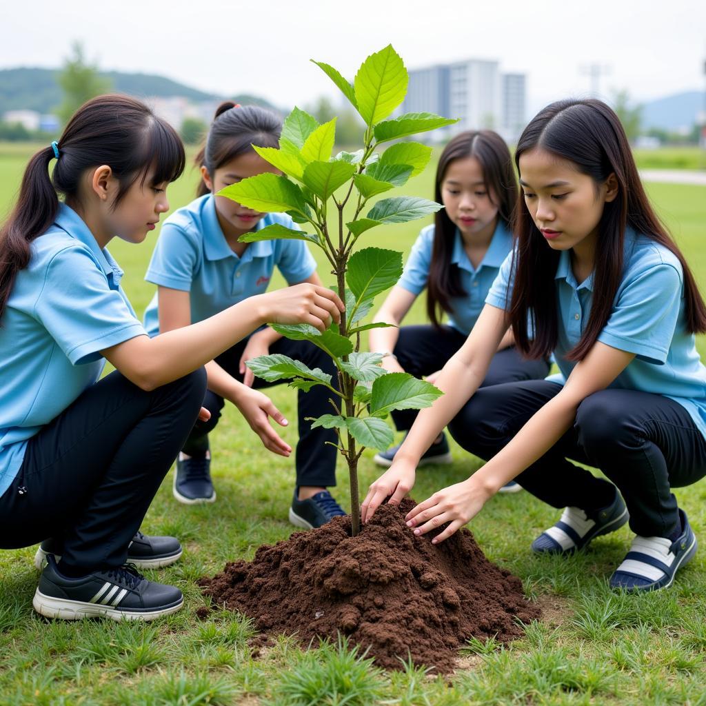 Học sinh THPT Gia Định trồng cây