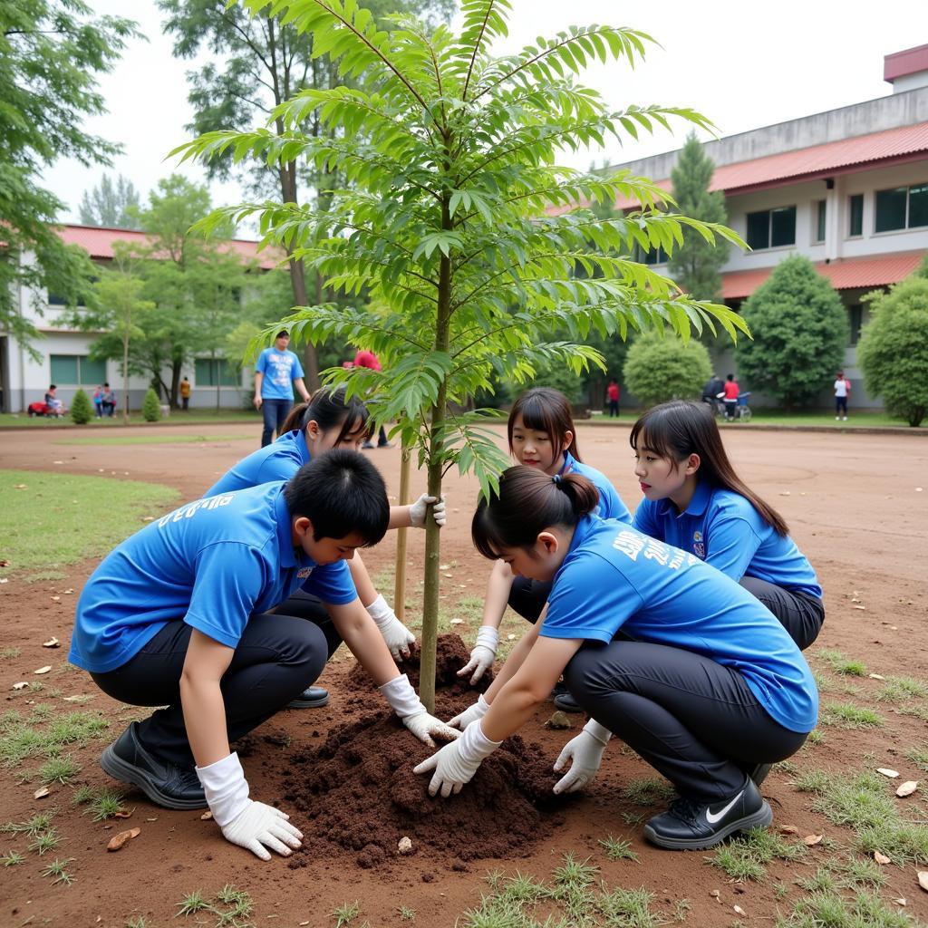 Học sinh THPT Gia Định trồng cây tại trường