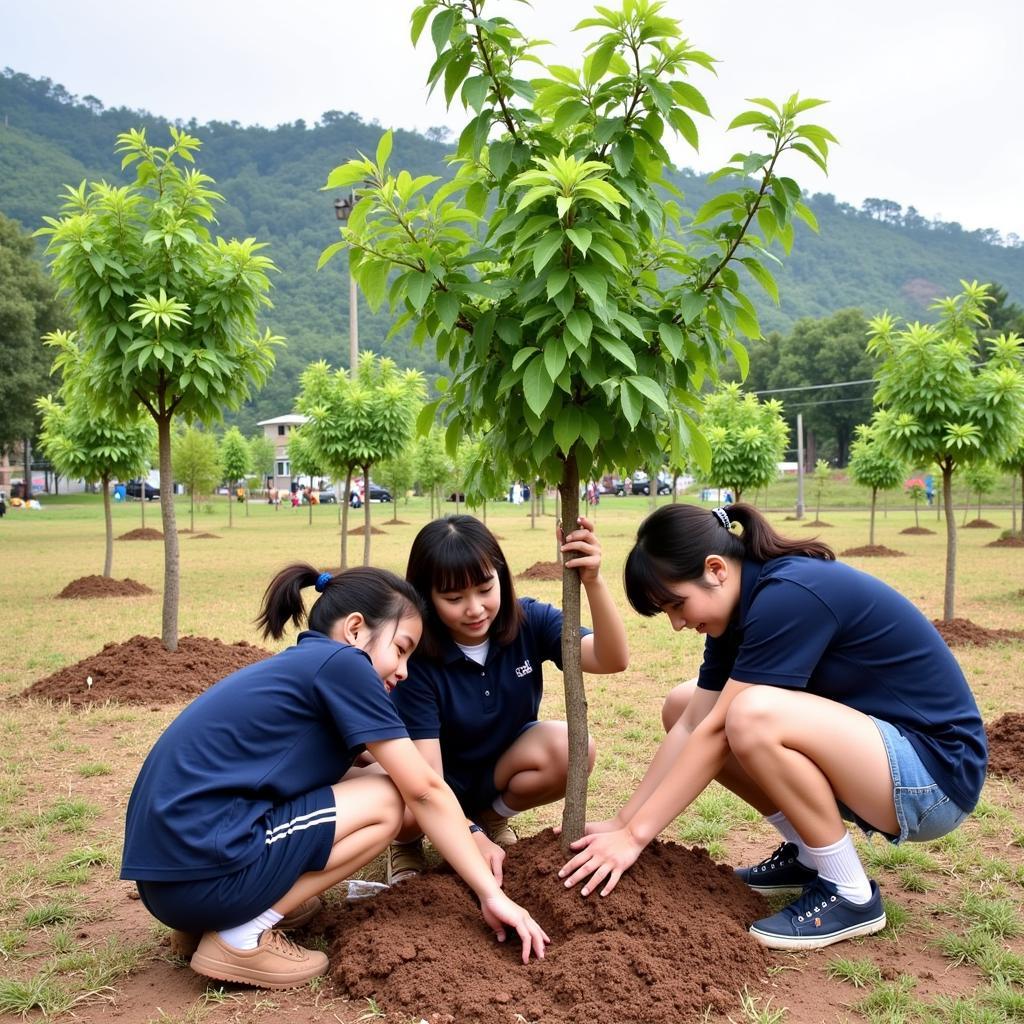 Học sinh THPT Gia Định trồng cây xanh