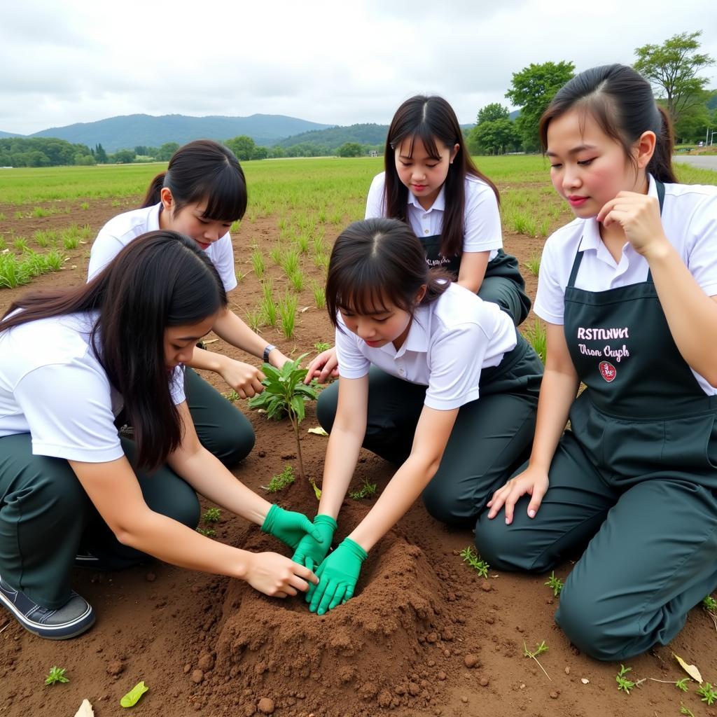 Học sinh trường THPT Gia Định tham gia trồng cây xanh