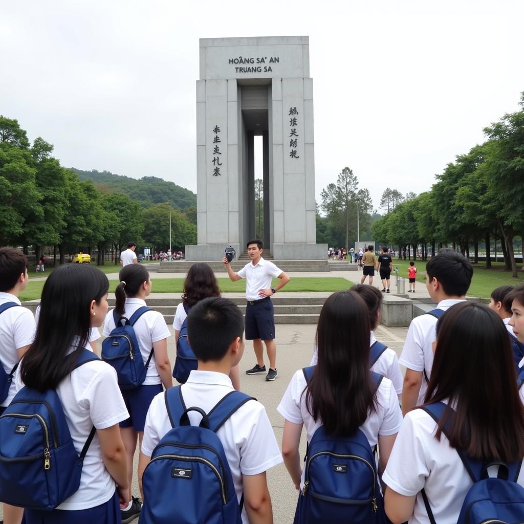 Học sinh trường THPT Gia Định tham quan cột mốc Hoàng Sa Trường Sa