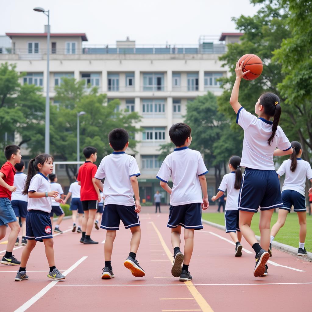 Học sinh trường tiểu học Lê Anh Xuân tham gia hoạt động thể thao