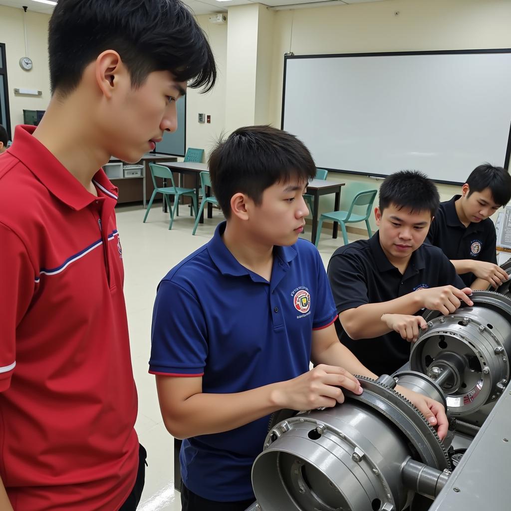 Students practicing their specialized skills at Hung Vuong Technical and Technological College